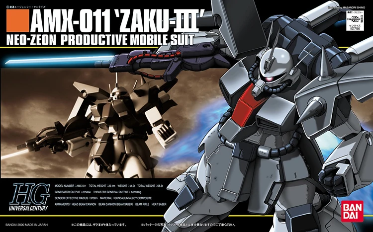 Bandai Gundam HGUC 014 1/144 AMX-011 Zaku III мобильный костюм сборные модели комплекты фигурки
