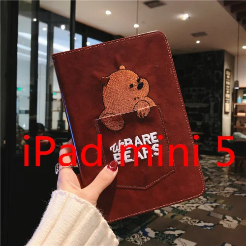 Чехол для Apple iPad mini 5 1 2 3 4 милый Карманный медведь кожаный защитный чехол для iPad 2/3/4 5 6 Air pro 9,7 10,5 дюймов - Цвет: For iPad mini 5