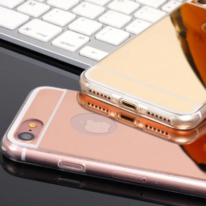 Роскошная зеркальная оправа из ТПУ чехол для iPhone 5 5S SE 6S plus мягкая задняя крышка