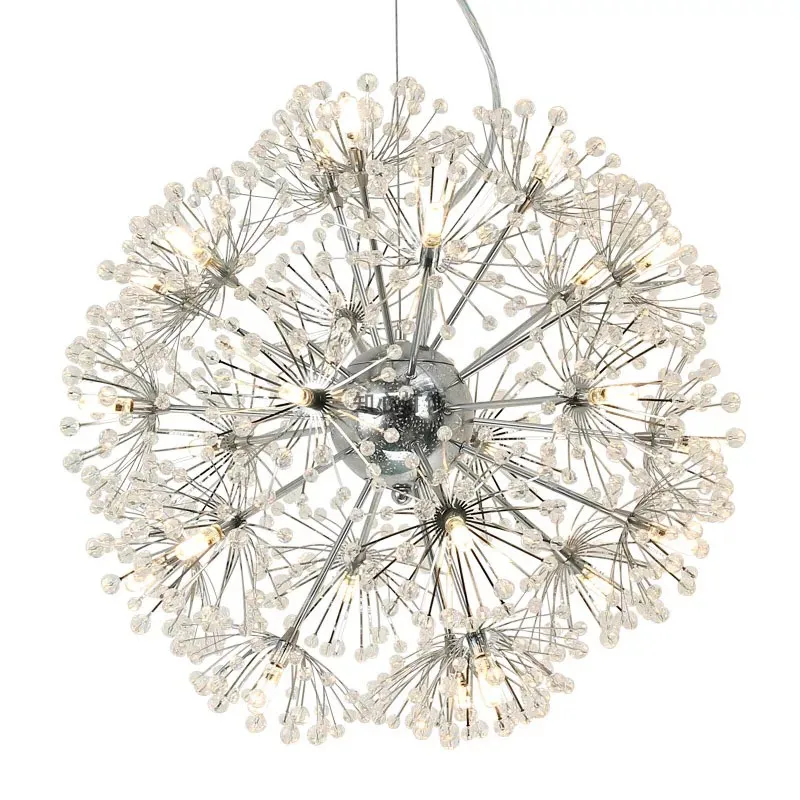 Postmodern crystal led pendant light sitting room atmosphere dandelion spherical LED art buffet restaurant bedroom droplight | Лампы и