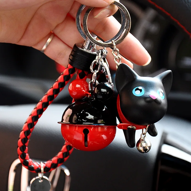 Брелок для ключей в виде милых мультяшных животных собак кошек кожаный шнур