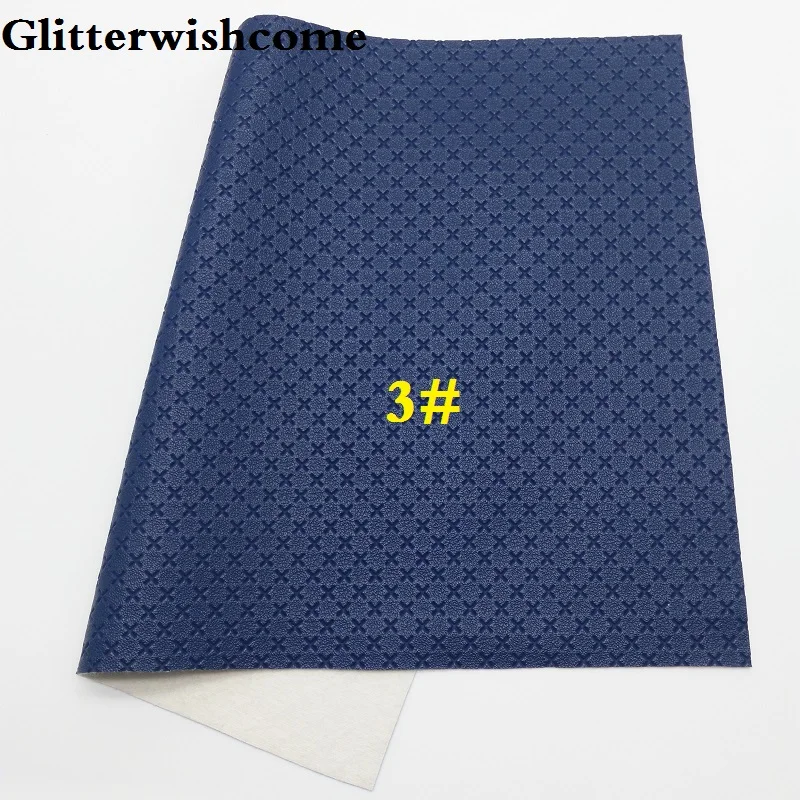 3 Glitterwishcome 21X29 см A4 размер винил для луков тисненый крест кожа ткань винил для луков, GM016A - Цвет: 3