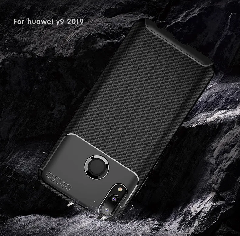 Для huawei Y9 2019 случай углеродного волокна Drop-доказательство мягкий чехол ТПУ для