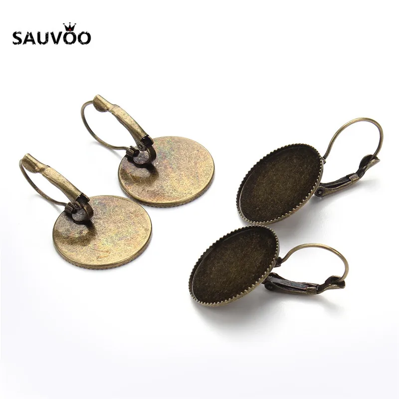 Серьги Крючки SAUVOO 10 шт./лот античные бронзовые французские пустые с базовыми