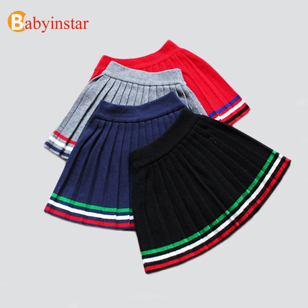 Babyinstar/однотонная плиссированная школьная юбка принцессы для девочек 2019 г.