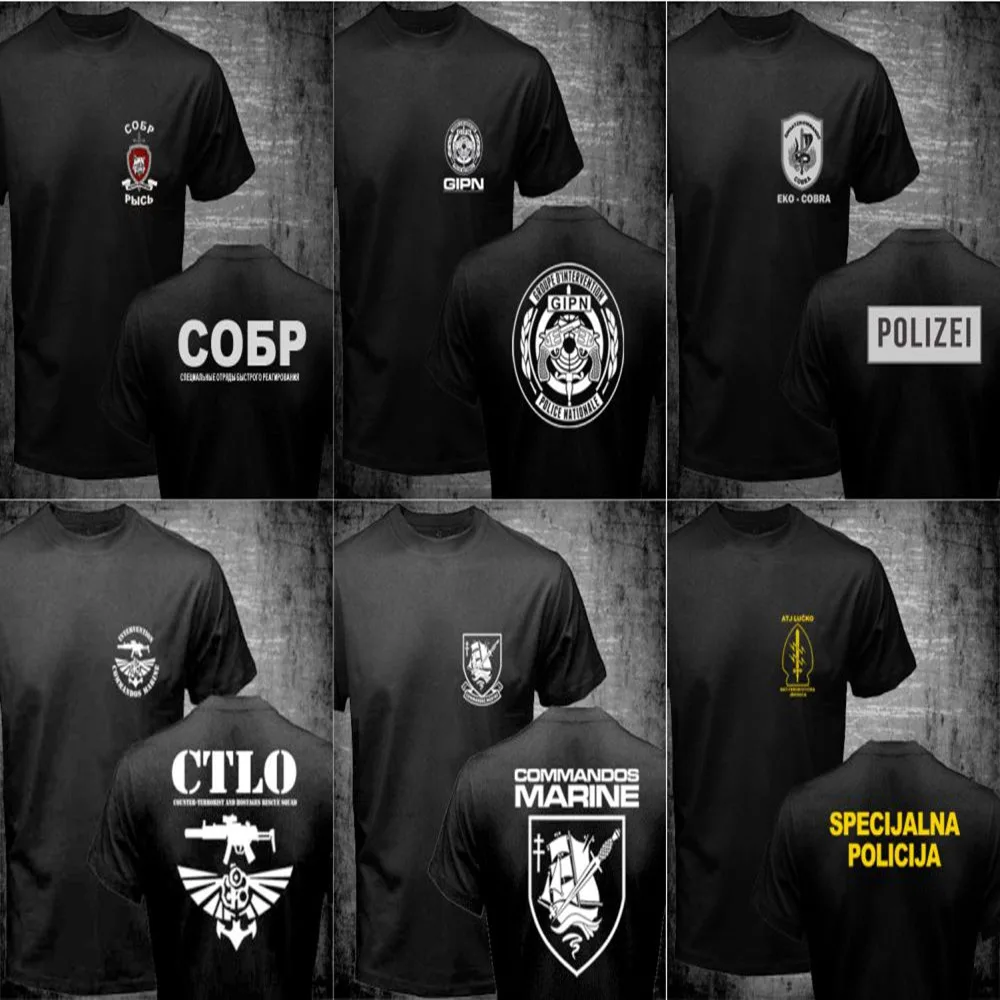 Мужские футболки русский спецназ ATJ LUCKO французский GIPN GIGN Navy CTLO Nepal RGR EKO COBRA Austria Police Special Forces футболки
