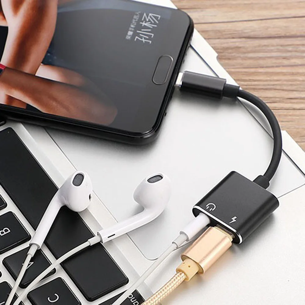 Адаптер для наушников 2 в 1 с USB Type C на разъем 3 5 мм зарядный кабель Aux аудио