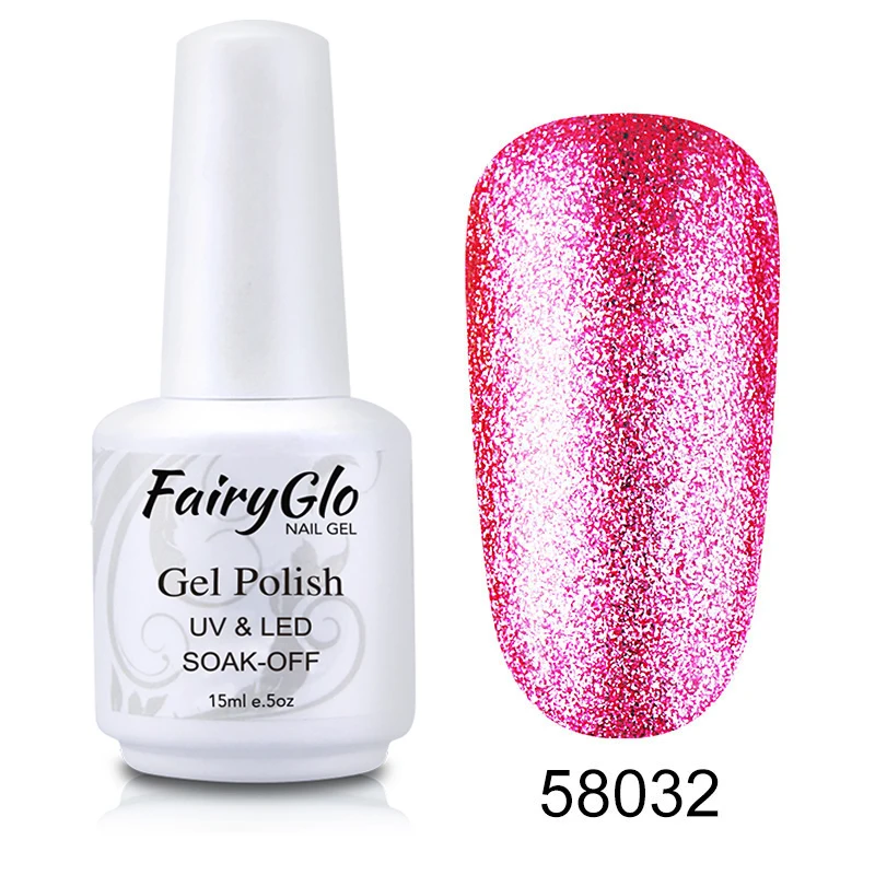 58032 FairyGlo, 15 мл, блестящий гель для ногтей, Платиновый, УФ светодиодный, лампа, Гель-лак для ногтей, длинный, последний, Гель-лак, гибридная краска, геллак, лаковый клей - Цвет: 58032