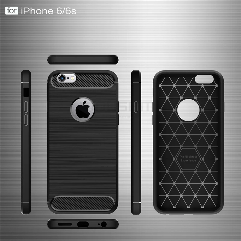 Чехол из углеродного волокна для iPhone 6 Мягкий Силиконовый противоударный чехол 6S