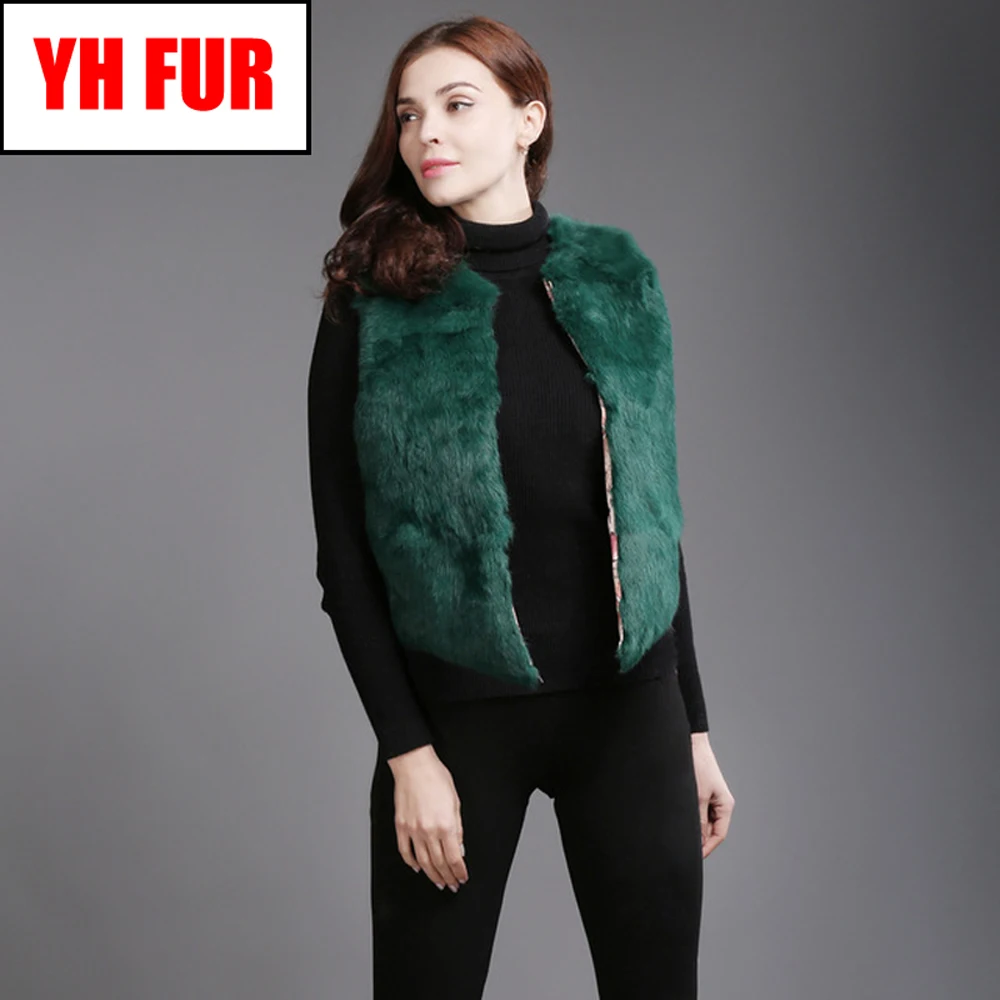 2020 брендовый Короткий стильный жилет из натурального кроличьего меха зимний