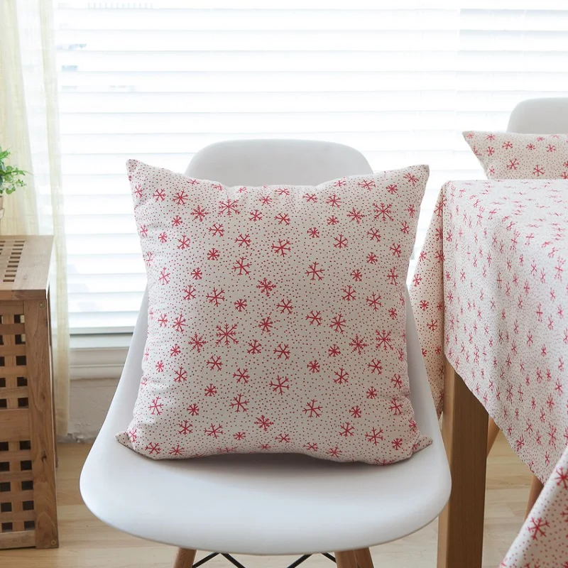 Рождественская скатерть из хлопка и льна с принтом в виде снежинок для стола