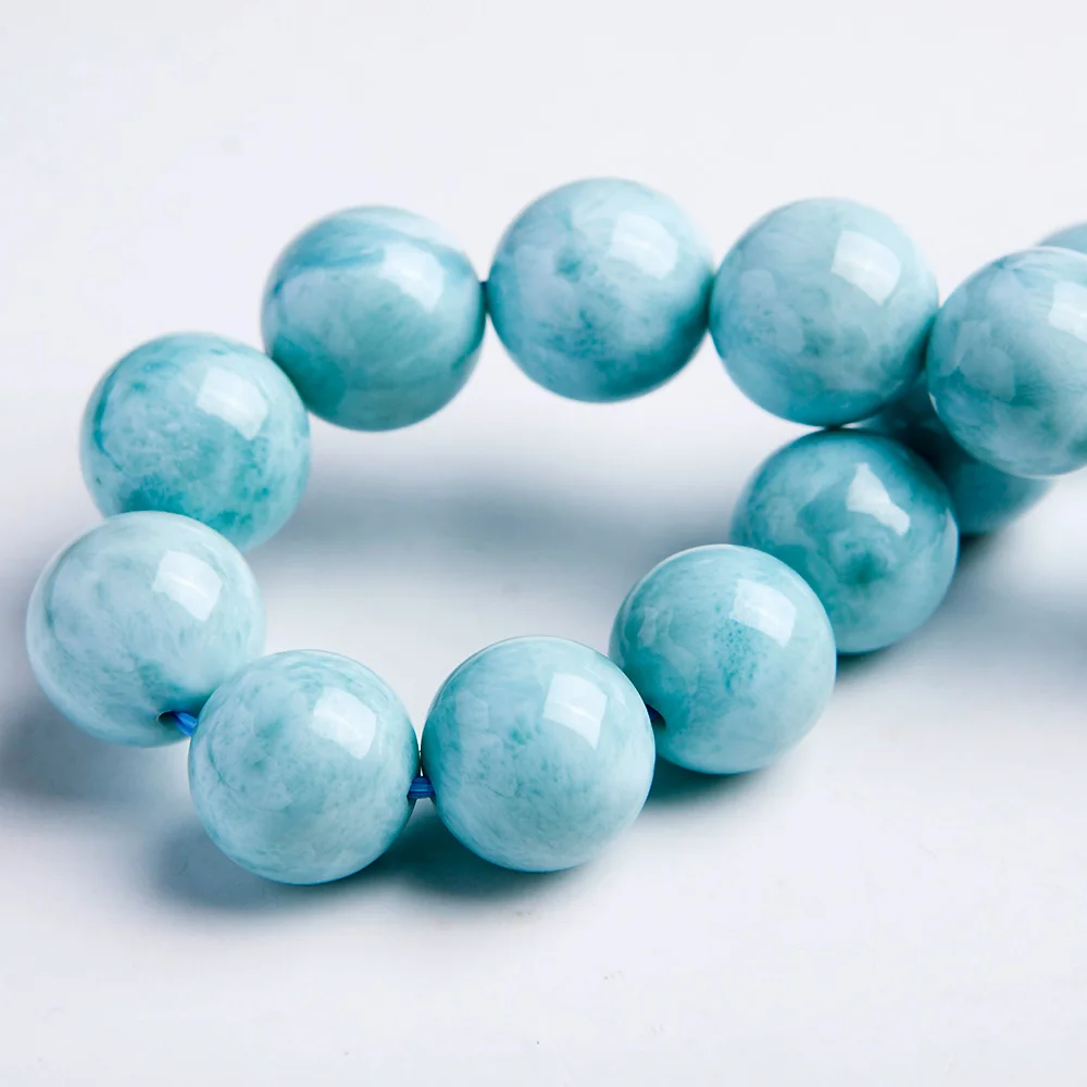 11 мм браслет из натуральных синих бусин Larimar от Dominica Gemstone Healing Stretch Water Pattern