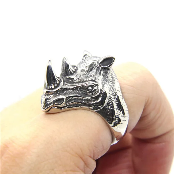Rhinoceros Ring 316L Stainless Steel Hot Mens Polishing Punk Cool Animal | Украшения и аксессуары