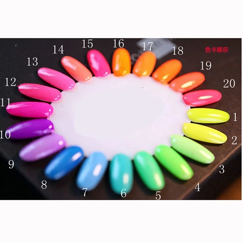 20 Colors 20 цветов, серия флуоресцентных неоновых светящихся гель-лаков для ногтей, светящийся в темноте, Модный лак для ногтей, нетоксичный гель для ногтей - Цвет: 20 Colors