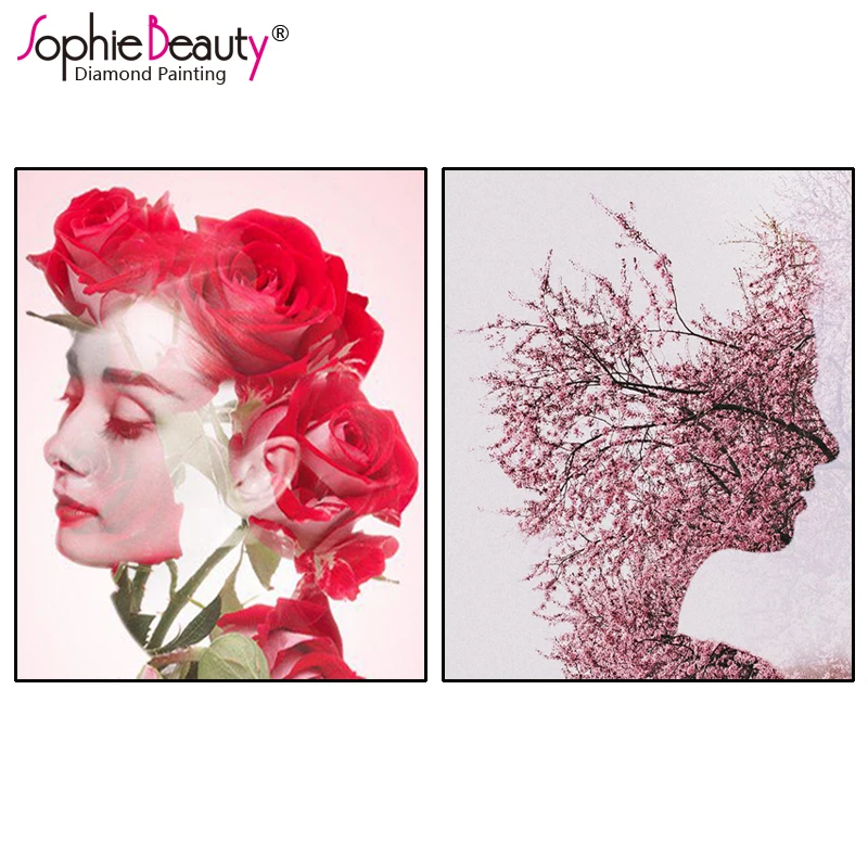 

Sophie Beauty Diy Алмазная картина крестиком Бриллиантовая вышивка спальня картина маслом красота Цветок Леди рукоделие Мозаика Искусство