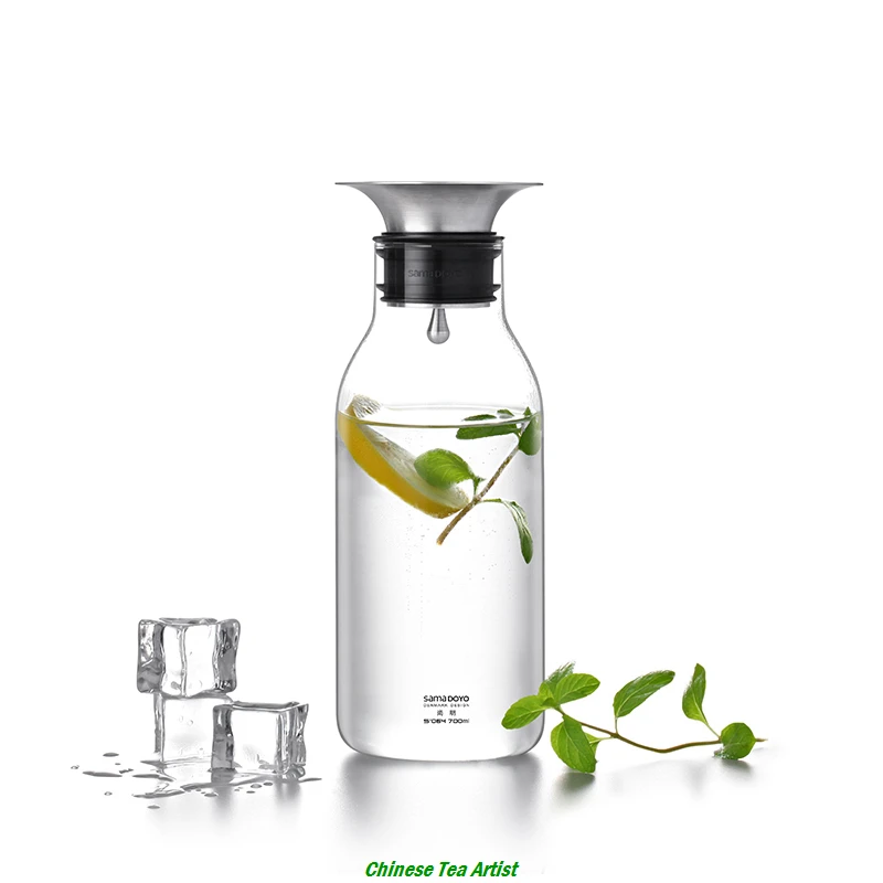 Баночка для воды из боросилированного стекла SAMADOYO с крышкой нержавеющей стали 700