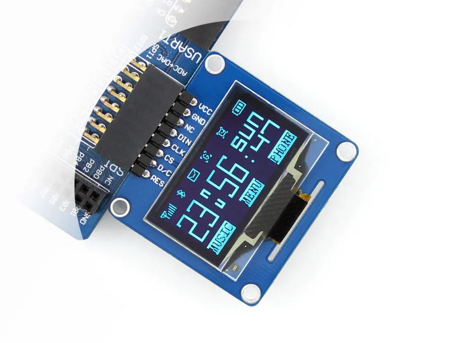 

Waveshare 1.3inch OLED (A) SPI/I2C interfaces, curved/horizontal pinheader SH1106 Driver Chip LED,Blue color,wide Visible Angle