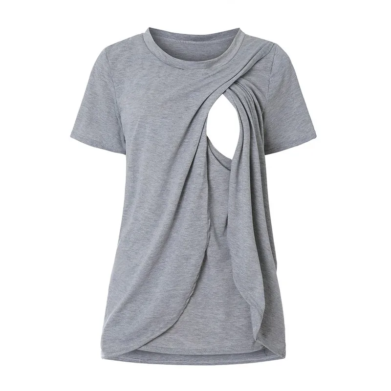 Casual Summer 2019 Solid Maternity Tops Nursing Top Cotton Mom Shirts Breastfeeding Clothes Haut De Grossesse Dropshiping 2 | Мать и