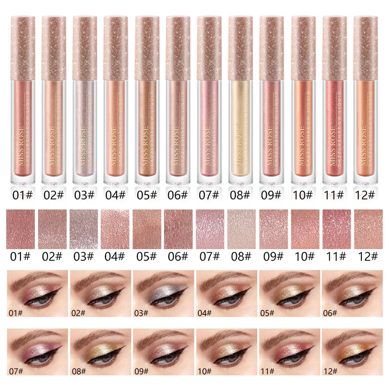 Тени для век MISS ROSE 12 цветов 1 шт. блестящие и светящиеся жидкие тени TSLM1 2019 |