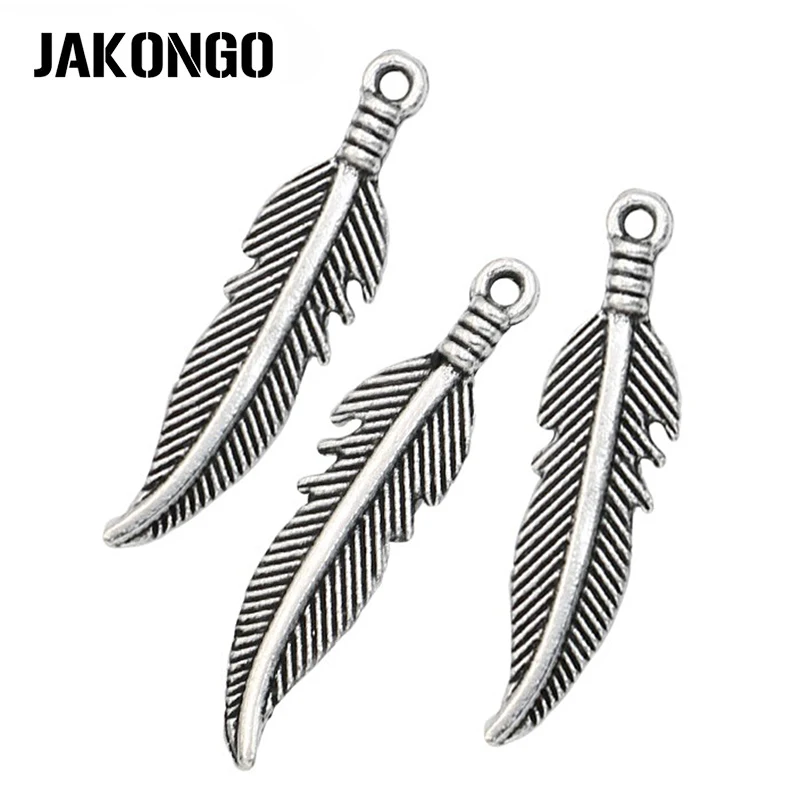 JAKONGO перо Шарм в античном стиле посеребренные подвески виде листьев для