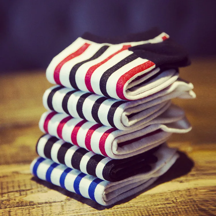 5 пар мужских носков 2017 Весна/лето/осень хлопчатобумажные носки с полосками