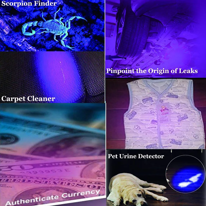 100 LED UV Blacklight Flashlight Super Bright 10 W 395 nm Violet Ultra Hand Lamp UV Torch Light For Money ,Bed Bugs, Scorpions images - 6