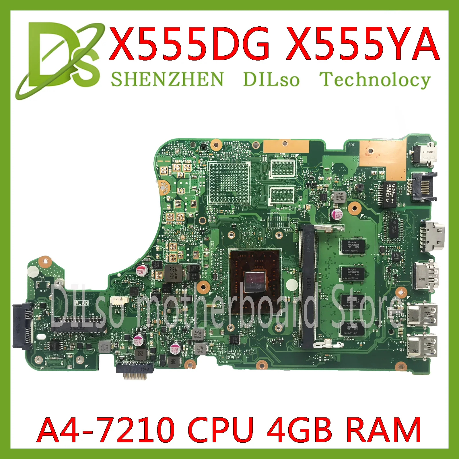 KEFU X555YA материнская плата для ASUS X555YI X555DG A555DG X555QG X555Y ноутбука A4-7210 4 Гб REV2.0 тестовая