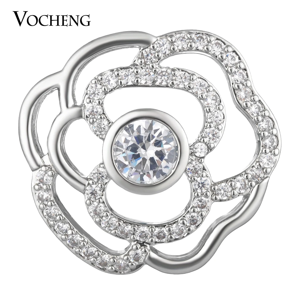 CZ Stone Luxury Vocheng Ginger взаимозаменяемая Кнопка Rose Flower 4 цвета 18 мм латунный материал