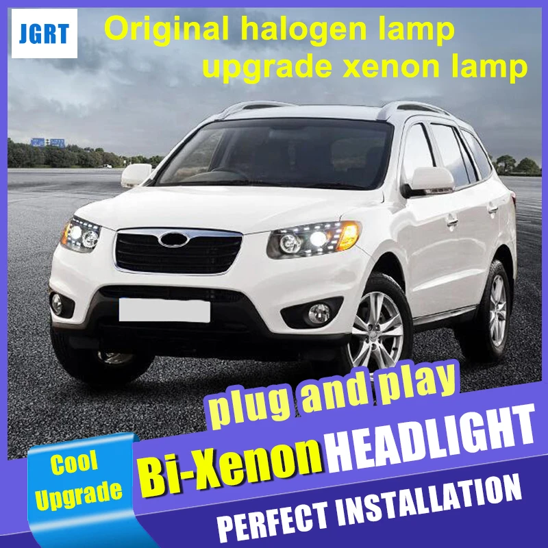 2007-2012 автомобильный Стайлинг для hyundai Santa Fe фары в сборе светодиодный DRL фары Hid комплект Биксеноновые линзы поворотник фары