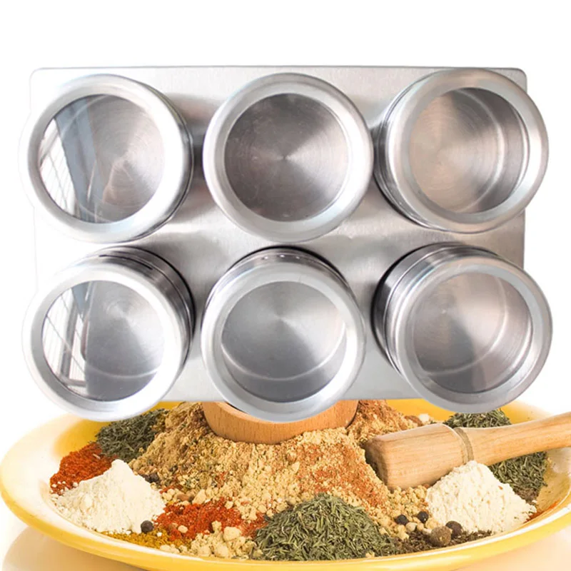 QuickDone 6 шт. Нержавеющая сталь Магнитная бутылочка для специй емкости хранения