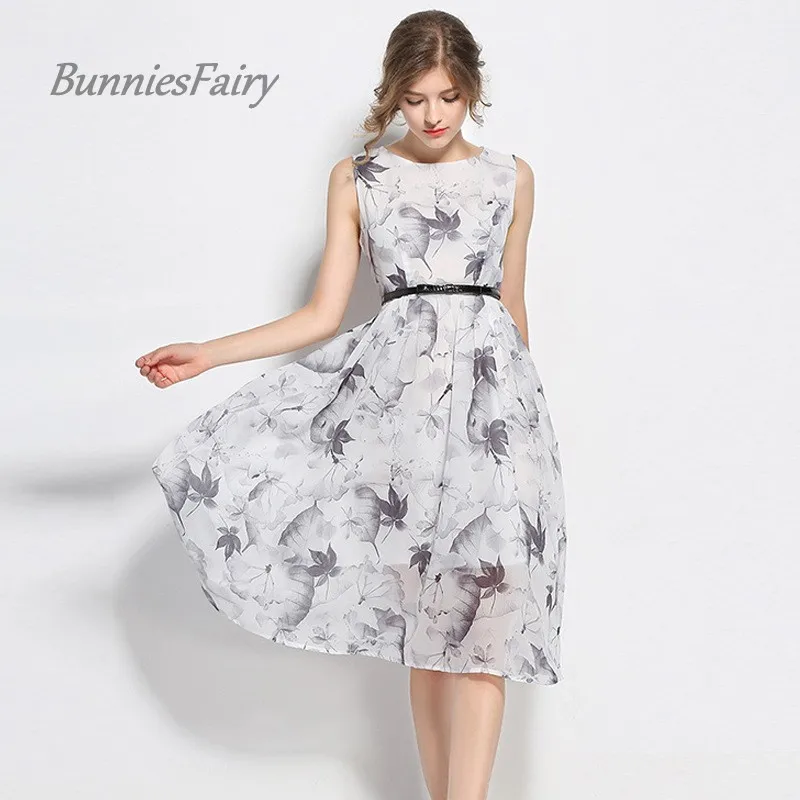 BunniesFairy 2017 летние платья в стиле знаменитостей китайском с чернильным принтом