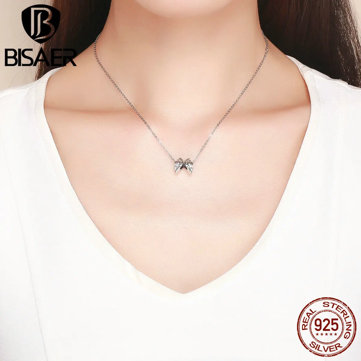 BISAER,, 925 пробы, серебро, Винтаж, перья, подвески, крылья, бусины, подходят для женщин, браслеты, сделай сам, изготовление ювелирных изделий ECC1091