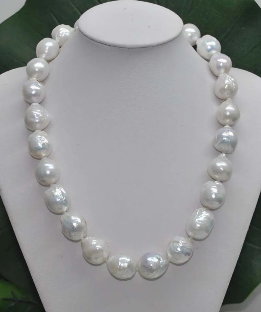 

fine REAL HUGE SOUTH SEA WHITE BAROQUE PEARL NECKLACE18''AAA+ free shipping