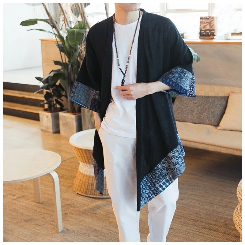 Японское кимоно кардиган для мужчин haori yukata мужской самурайский костюм одежда кимоно куртка мужская кимоно рубашка yukata haori DZ2002