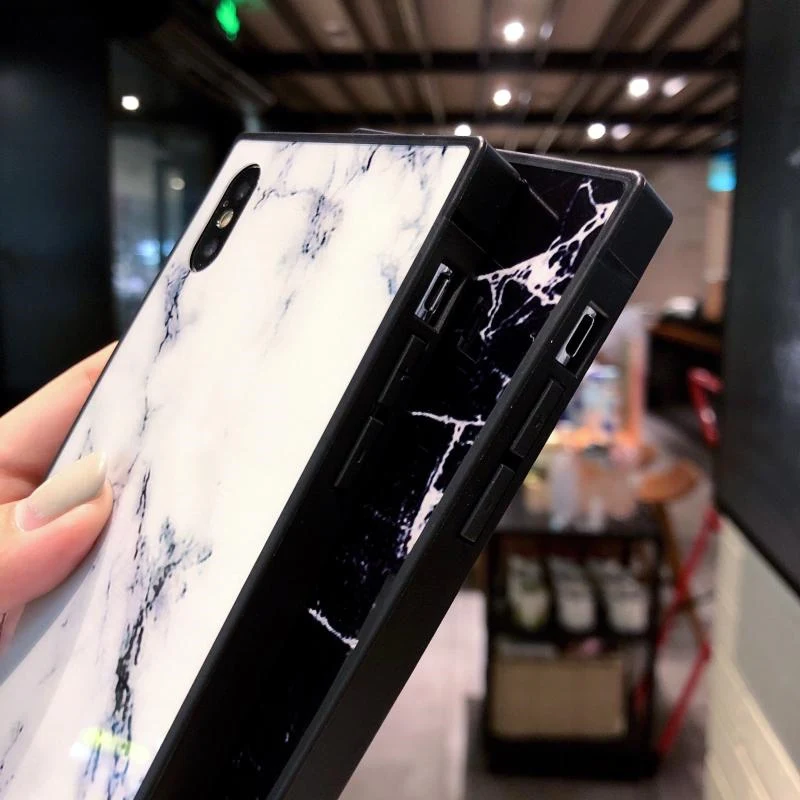 Москадо Квадратный дизайн для чехла iPhone 6 6s 7 8 Plus X Модный гранитный камень мраморной текстуры мягкий TPU кейс на