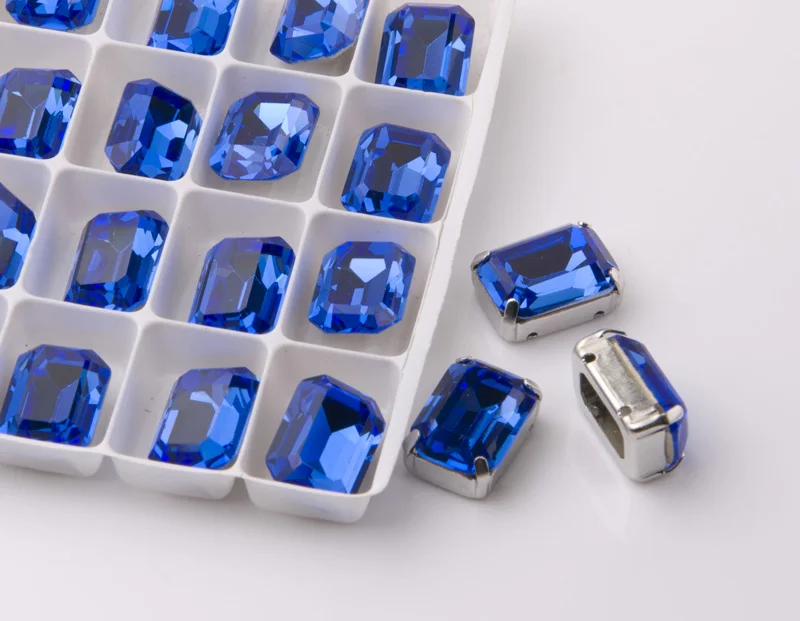 YANRUO #4610 все размеры сапфир Octagon Strass Кристалл швейные камни указал назад свободно
