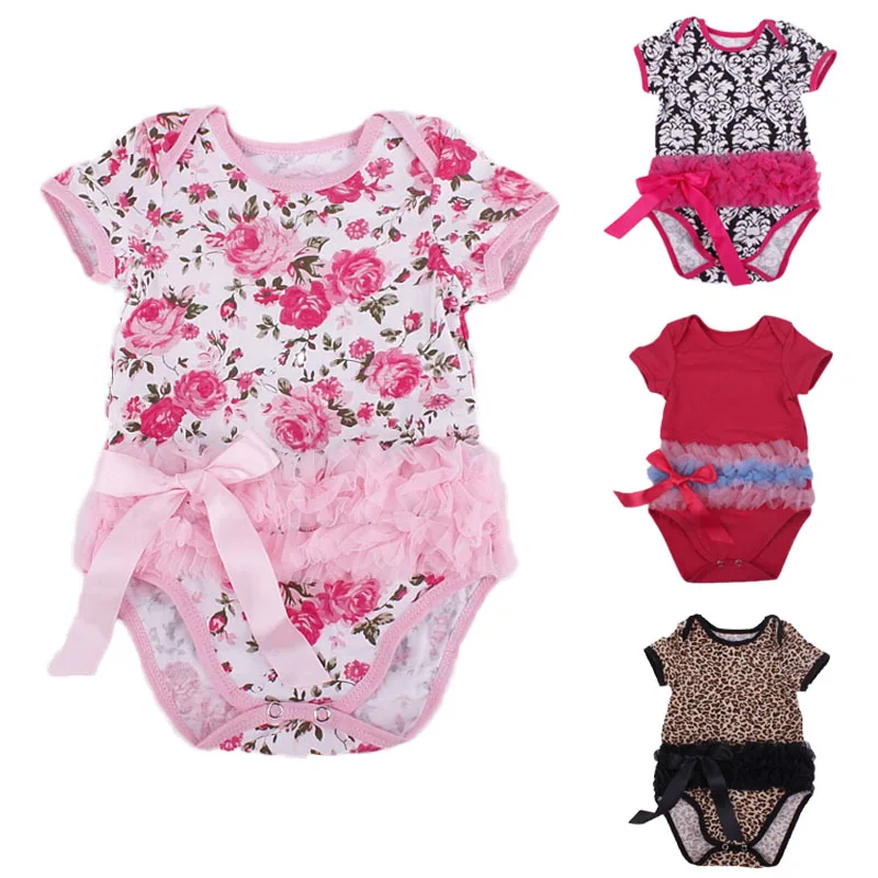 Кружевные комбинезоны для маленьких девочек с коротким рукавом и леопардовым