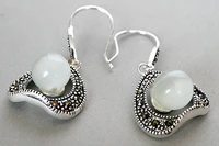 hot sell noble vintage 925 sterling silver 10mm white round beads earrings 1 5