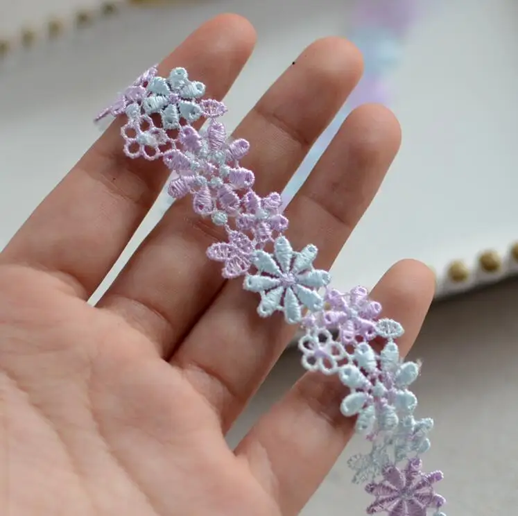purple blue 20mm 2 метра, Новое поступление, розовая фиолетовая Маргаритка, цветочное венецианское кружево, гипюровое кружево с вышивкой, горячая распродажа, красивая кружевная отделка 2 см - Цвет: purple blue 20mm