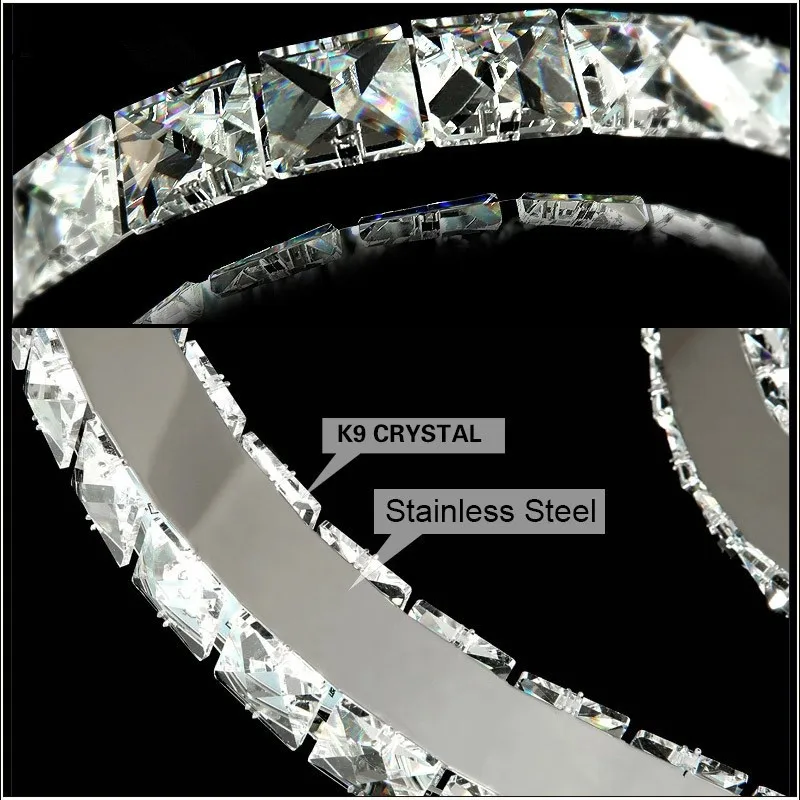 

Modern ring LED stainless steel chrome crystal chandelier lighting home decoration LED crystal chandelier creative light fixture
