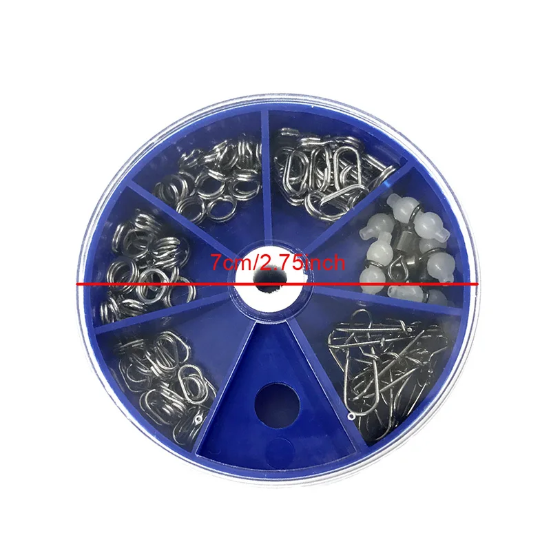 

95Pcs/Box Stainless Steel Round/Oval Double Split Ring Fishing Tackle Connectors Double Loop/3 Way Fishing Line Connector Swivel