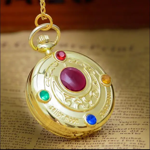 Free shipping wholesale 20pc a lot Sailor moon pocket watch necklace QWESA