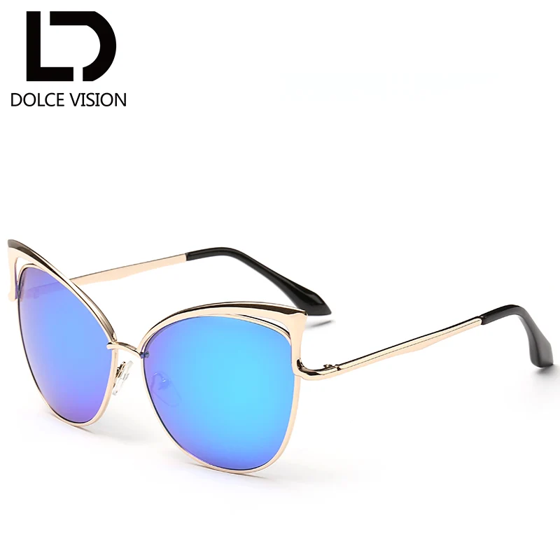 Dolce vision зеркало розовый кошачий глаз, солнцезащитные очки, Для женщин Золотой стильная металлическая оптика UV400 Лидер продаж Брендовая Дизайнерская обувь Солнцезащитные очки женские солнцезащитные очки - Цвет линз: 006