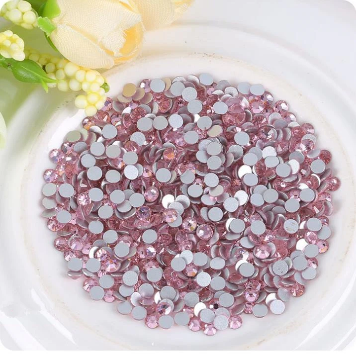 

Glue on Pink color Rhinestones ss3-ss30 Flat Back Non HotFix Nail art Rhinestone 3D Glass Nail Art Decorations Mix Rhinestone