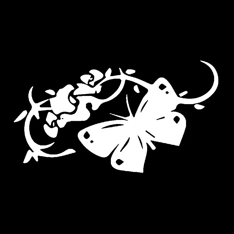 YJZT 17.3CM*9.5CM Attraction Butterfly Vinyl Car Sticker Decals Decor Black/Silver C24-0289 | Автомобили и мотоциклы