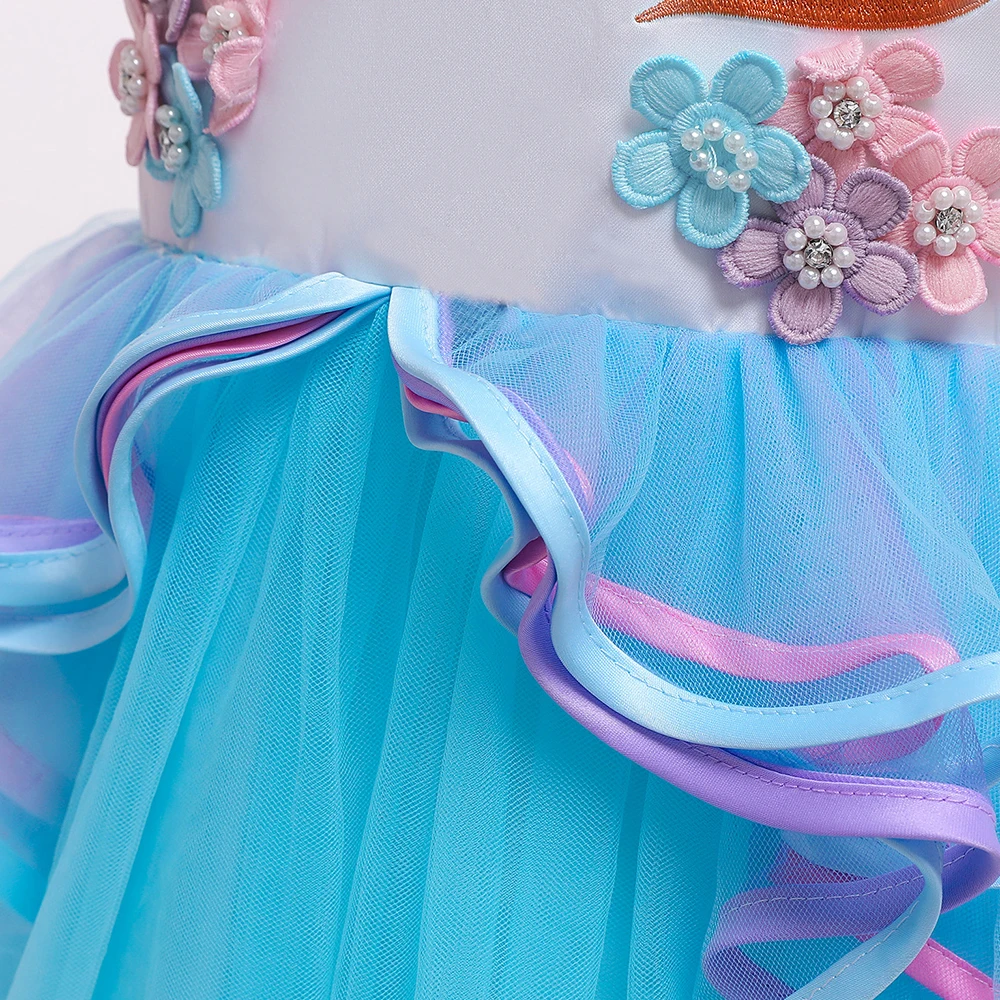 

New Unicorn Party Princess Dress Kids Dresses For Girls Long Carnival Party Costume For Kids Clothing Flowers Girl Wedding Dress