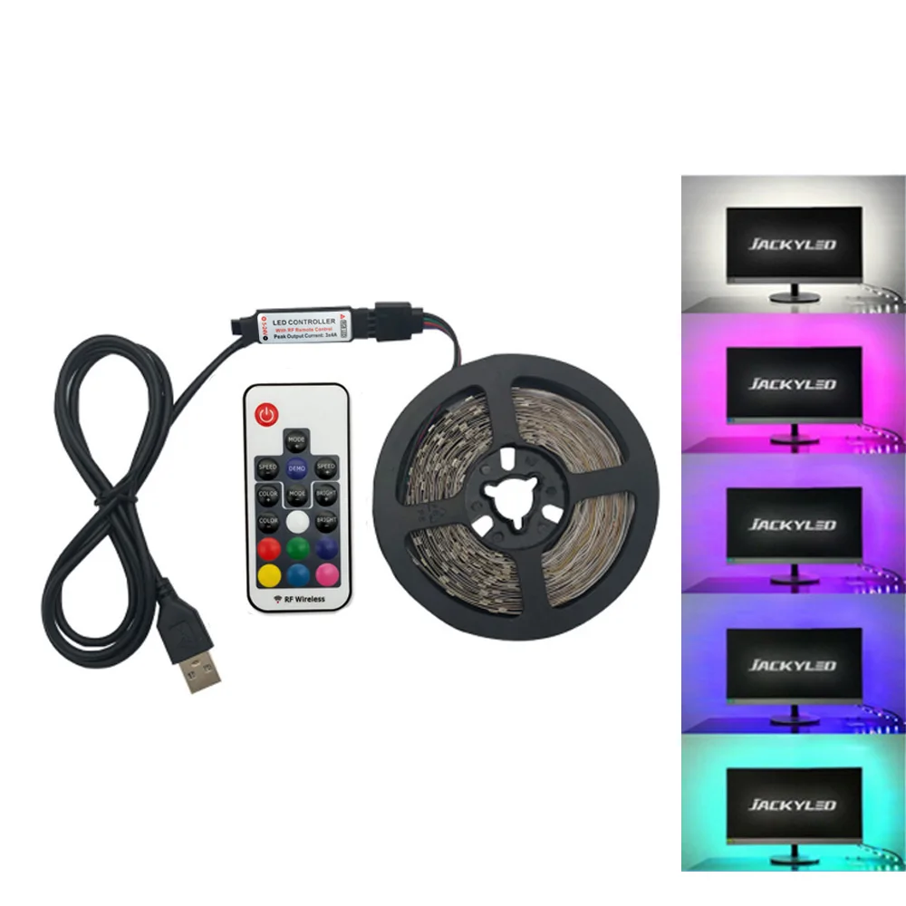 5050 Светодиодная лента 1 м 2 м 30 светодиодный s IP65 Водонепроницаемый RGB светодиодный светильник DC5V гибкий светильник ing лента с контроллер RF RGB