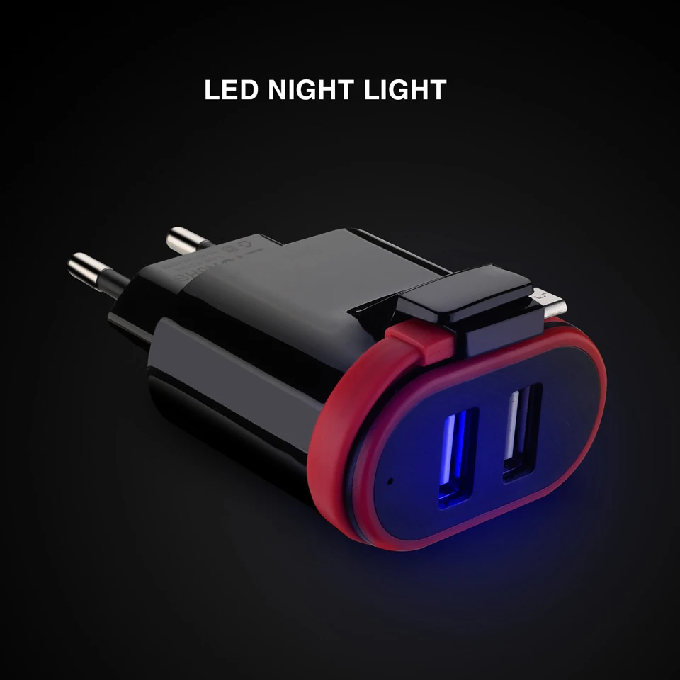 Сетевое зарядное устройство VOGEK с двумя USB портами и кабелем|Зарядные устройства