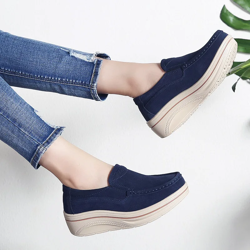 PINSEN 2020 Women Shoes Leather Suede Fringe Slip-on Flat Platform Ladies Woman Flats Creepers Moccasins zapatillas mujer | Обувь