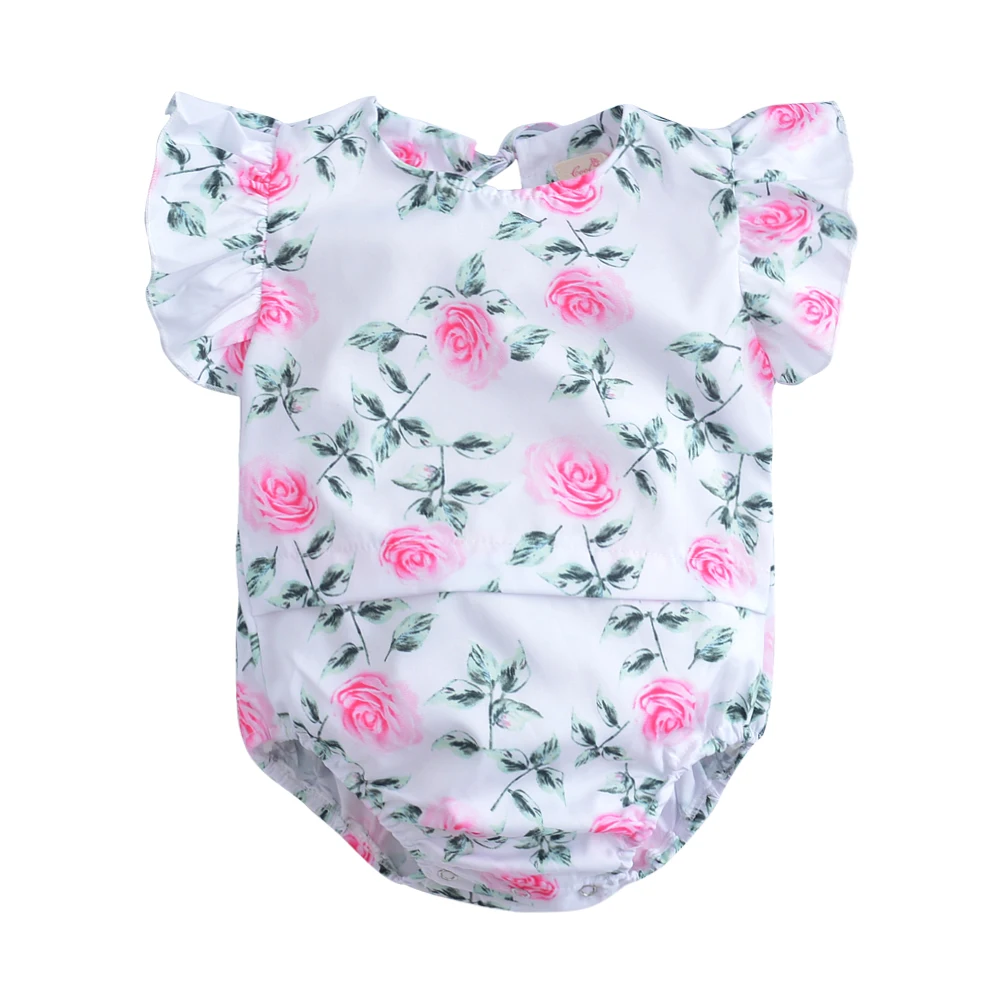 Cute Newborn Baby Girl V-neck Floral Romper 2021 Summer Princess Toddler Kids Jumpsuit Outfit Sunsuit Clothes